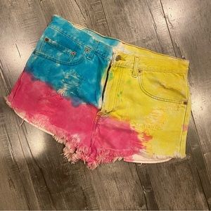 Womens Tie Dye Denim Shorts